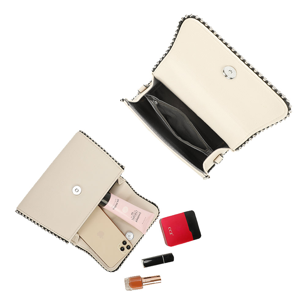 Sac à Main Clouté à Bandoulière Roxy Beige
