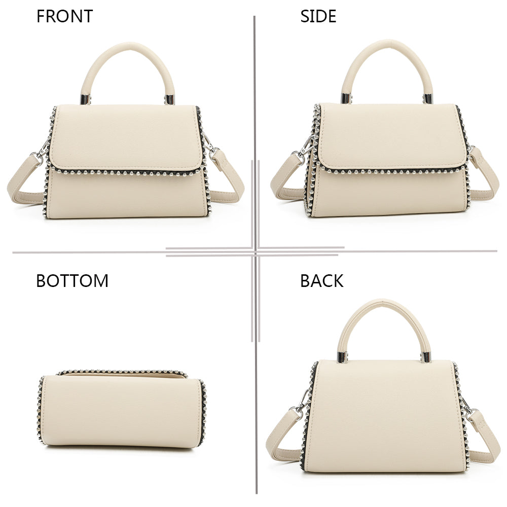 Sac à Main Clouté à Bandoulière Roxy Beige