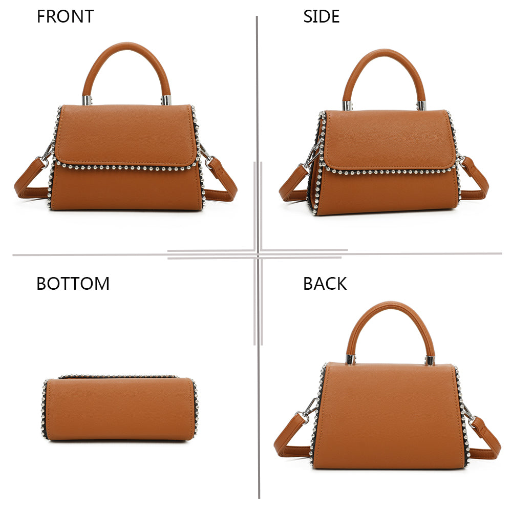 Sac à Main Clouté à Bandoulière Roxy Marron