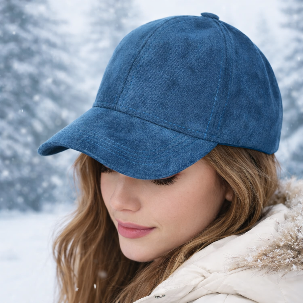 Casquette Femme Skyline Effet Daim Bleu canard