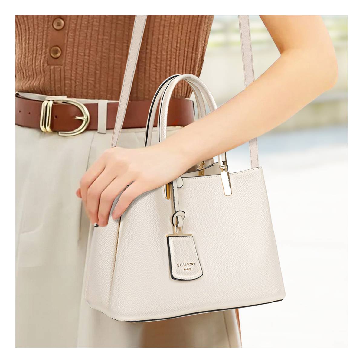 Sac à Main Fourre-Tout Bandoulière L'Échappée Beige