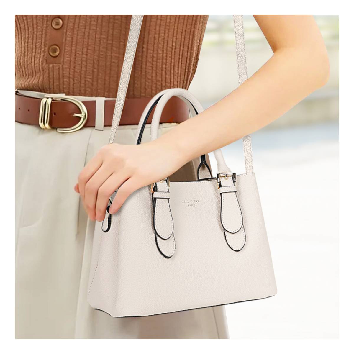 Sac à Main Fourre-Tout à Bandoulière Sydney Beige