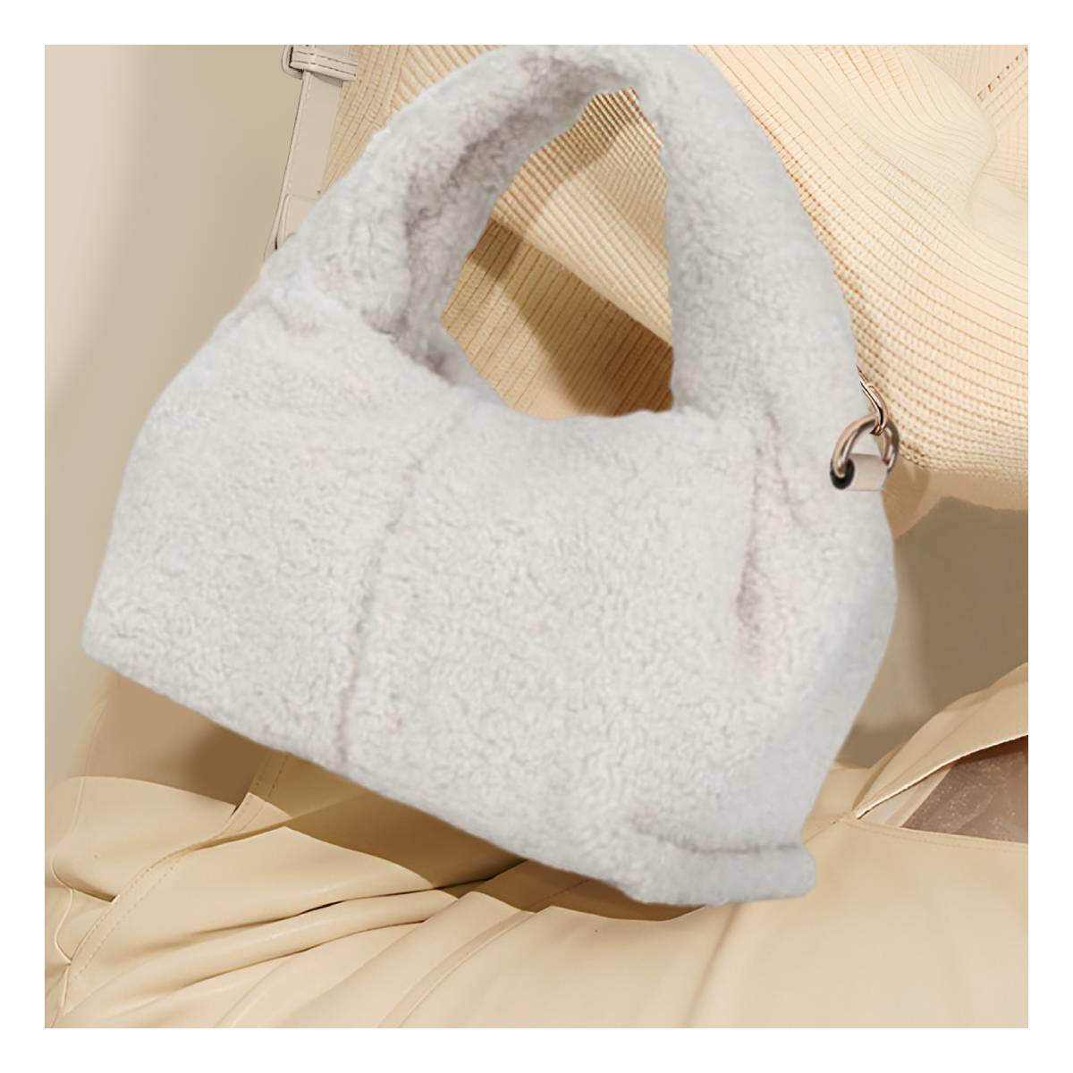 Sac à Main Fourrure à Bandoulière Dakota Beige
