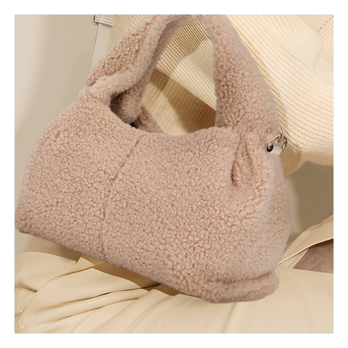 Sac à Main Fourrure à Bandoulière Dakota Taupe
