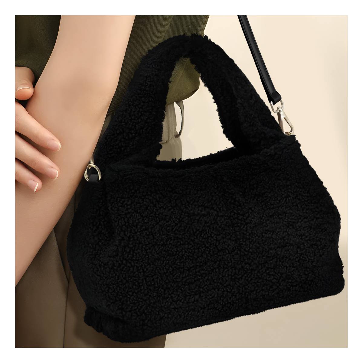 Sac à Main Fourrure à Bandoulière La Caresse Noir