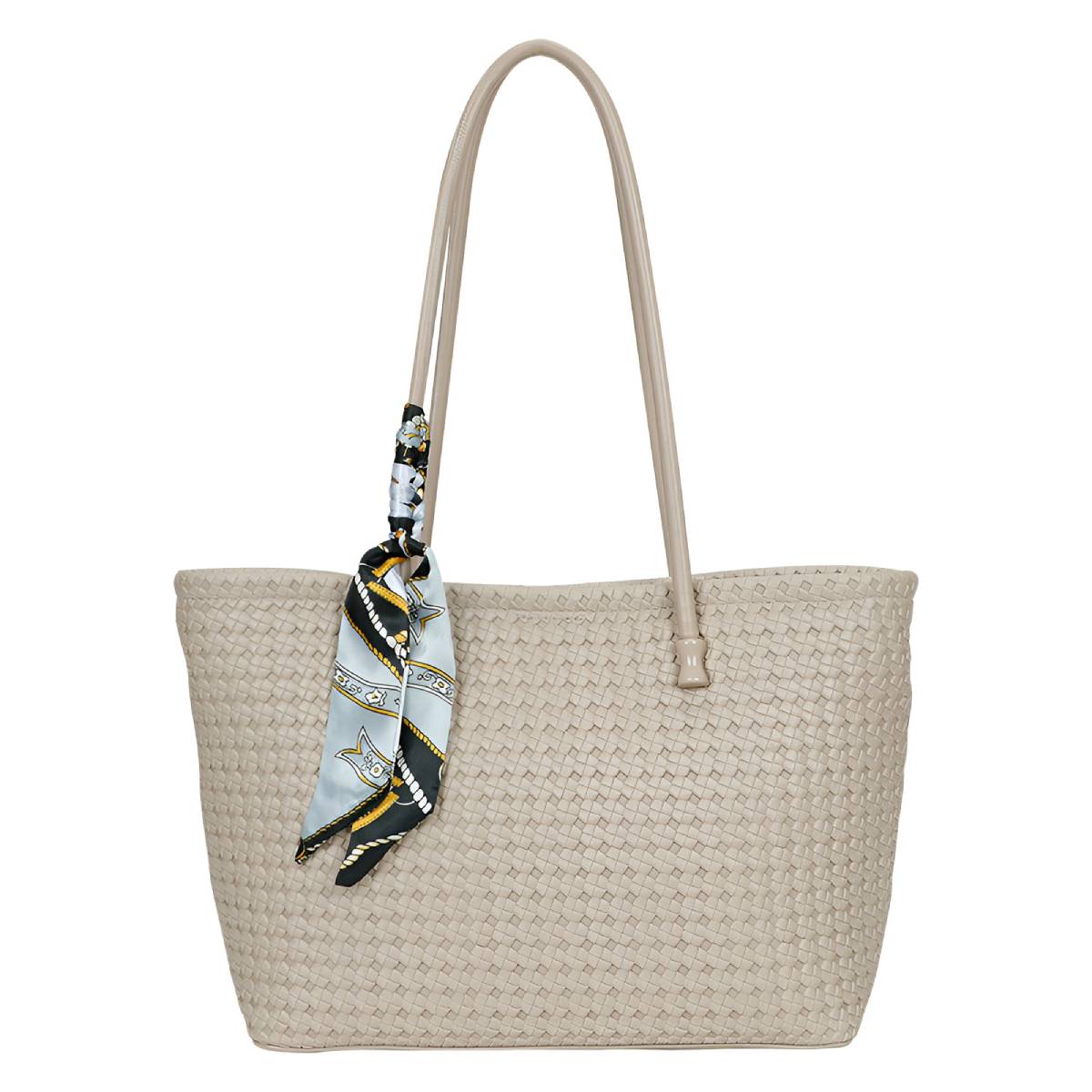 Sac à Main Cabas à Motif Tressé à Foulard La Sublime Blanc