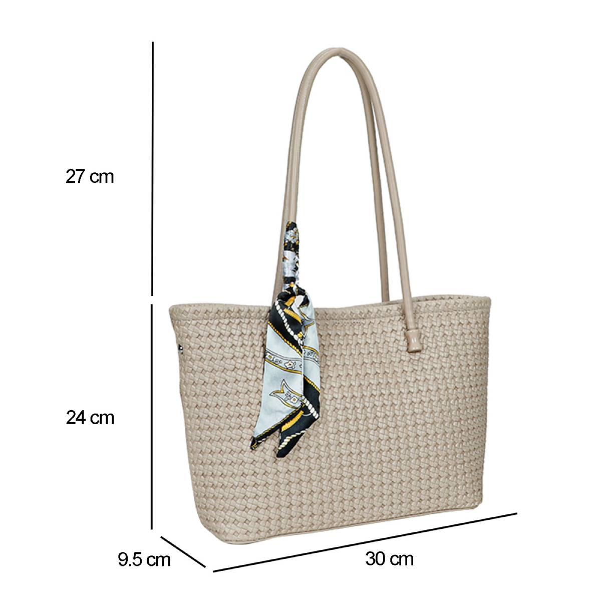 Sac à Main Cabas à Motif Tressé à Foulard La Sublime Blanc