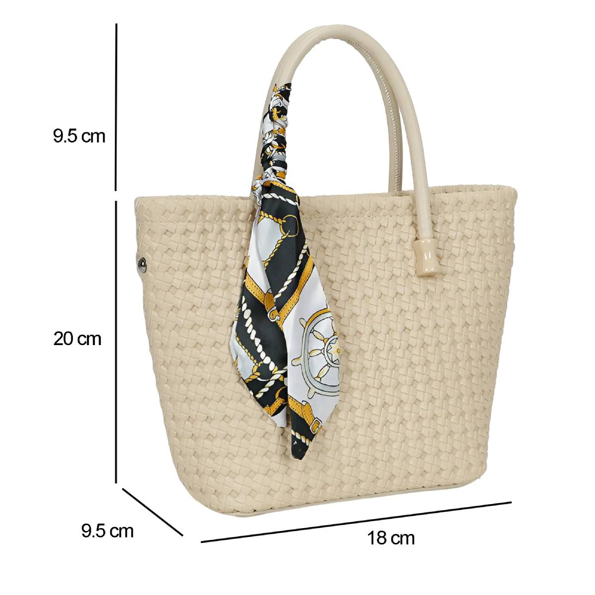 Sac à Main avec Bandoulière à Motif Tressé La Muse Beige