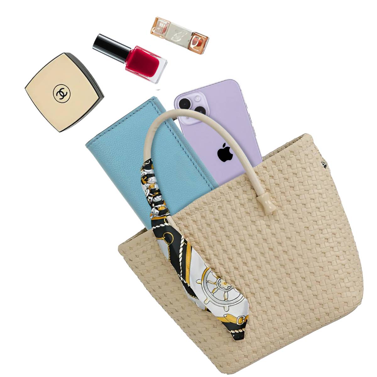 Sac à Main avec Bandoulière à Motif Tressé La Muse Beige