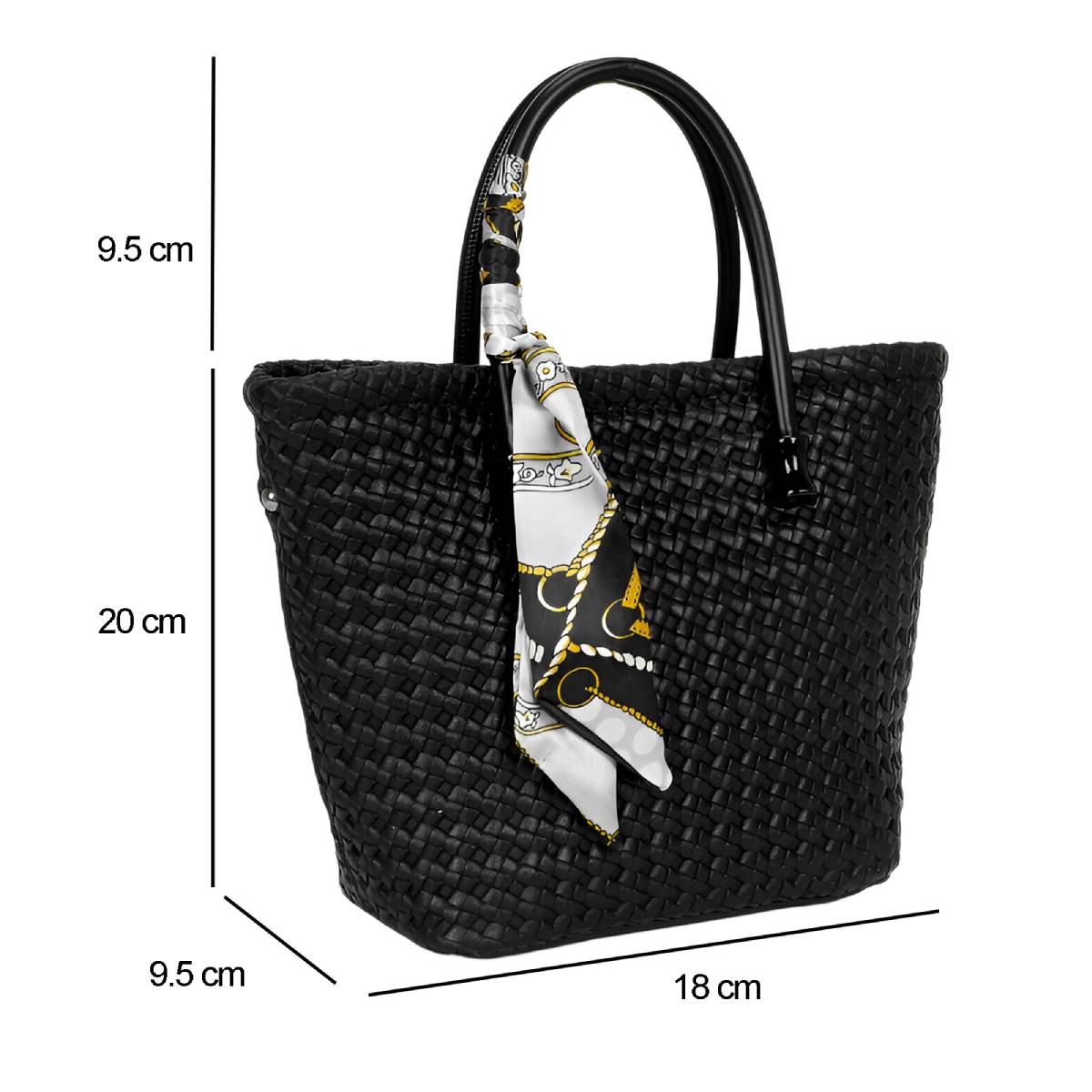 Sac à Main avec Bandoulière à Motif Tressé La Muse Noir