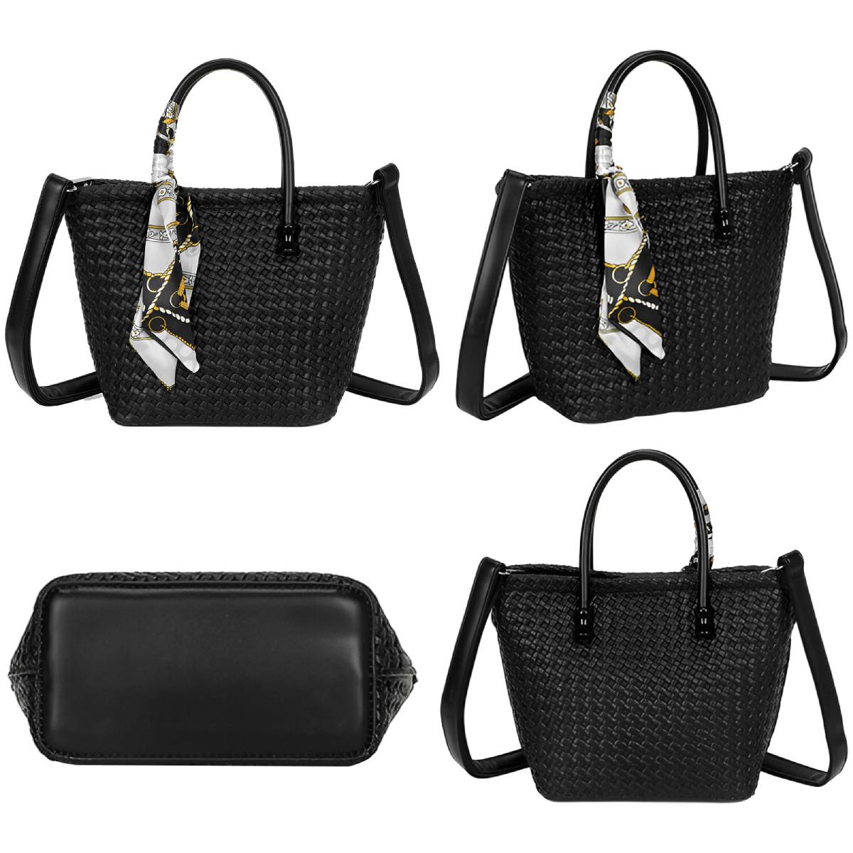 Sac à Main avec Bandoulière à Motif Tressé La Muse Noir