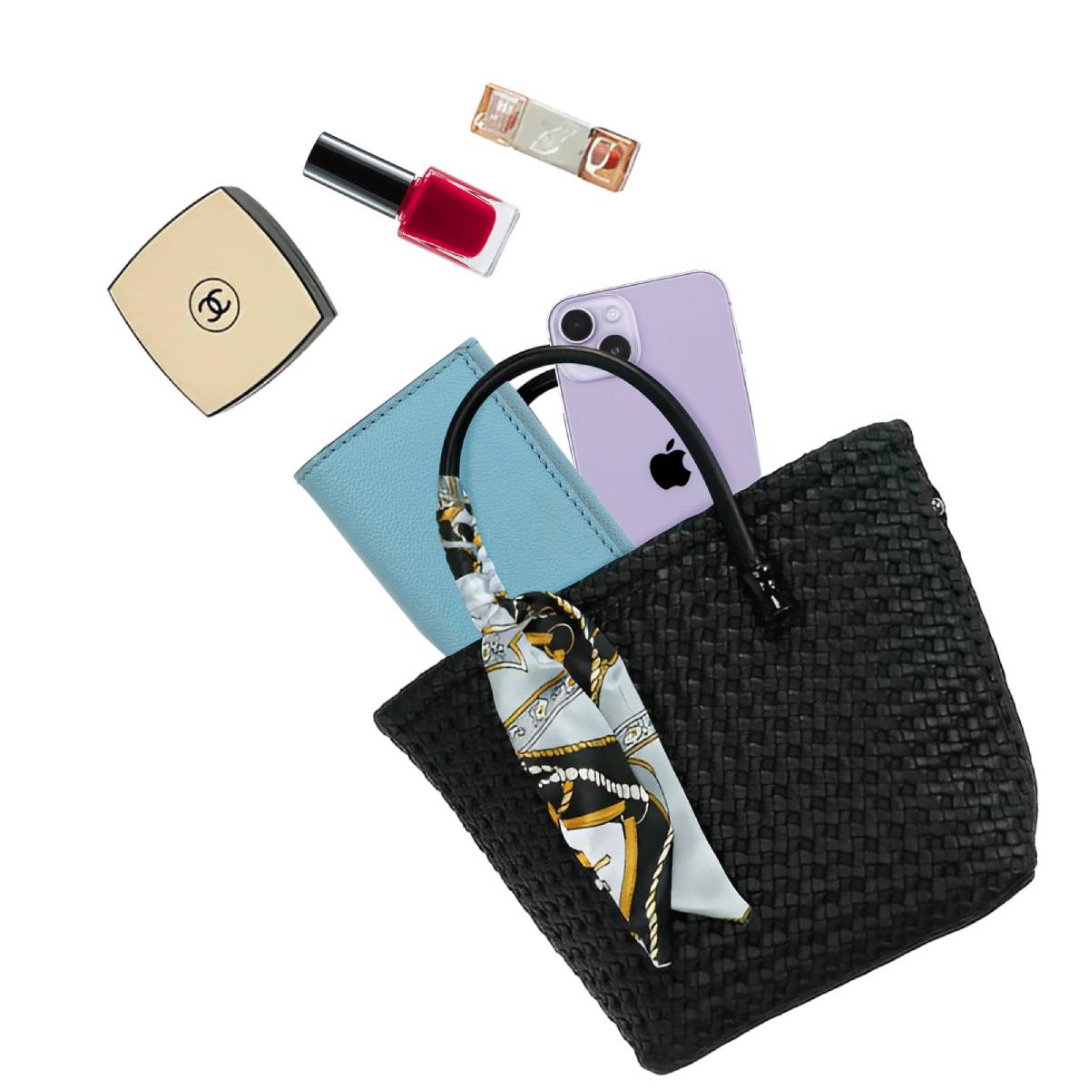 Sac à Main avec Bandoulière à Motif Tressé La Muse Noir