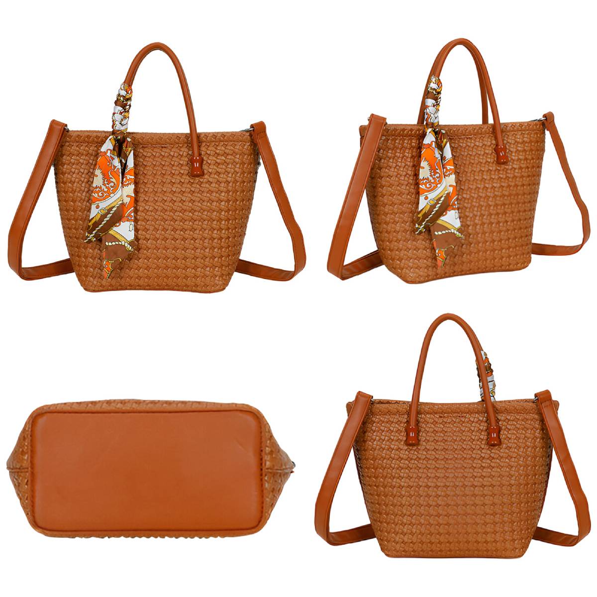 Sac à Main avec Bandoulière à Motif Tressé La Muse Marron