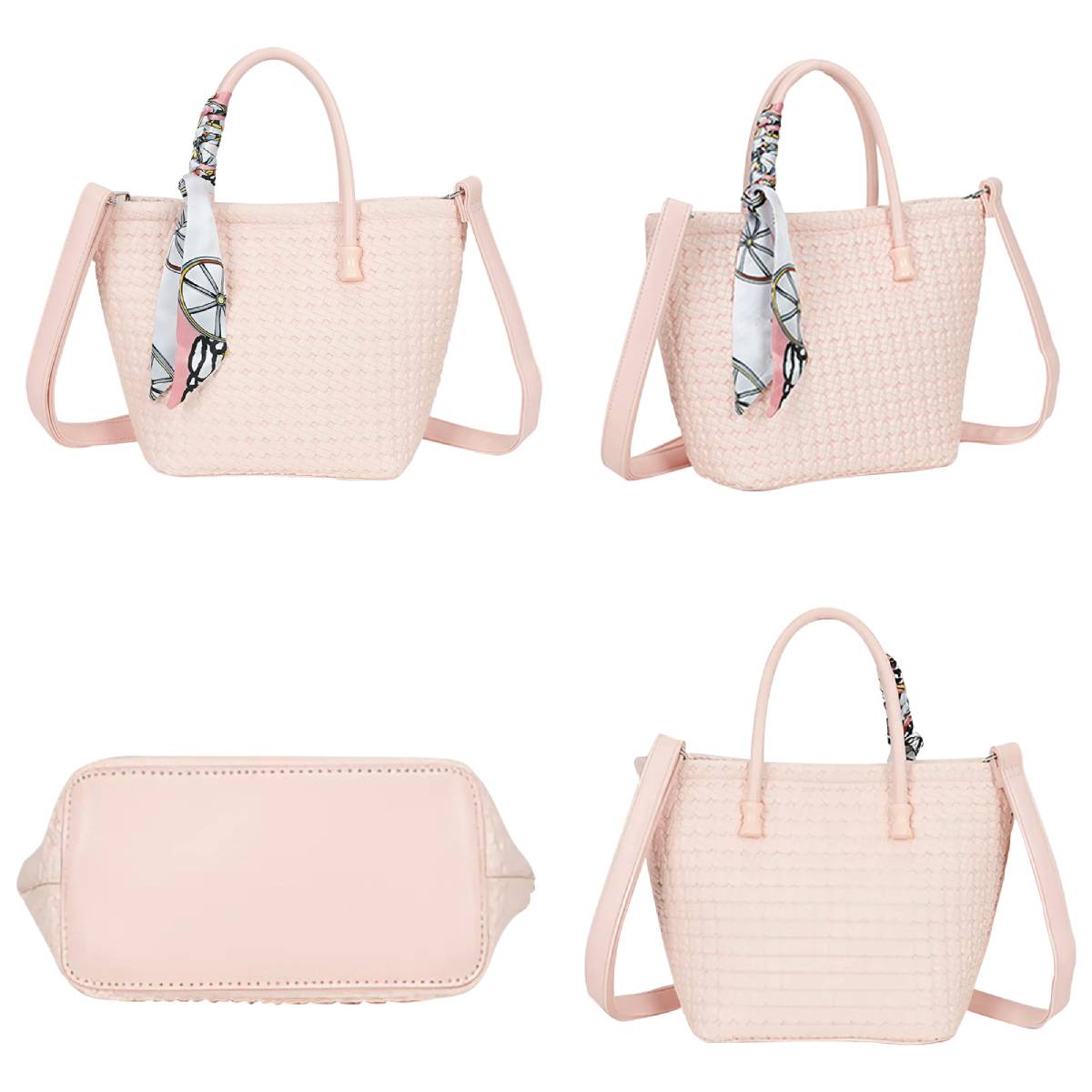 Sac à Main avec Bandoulière à Motif Tressé La Muse Rose
