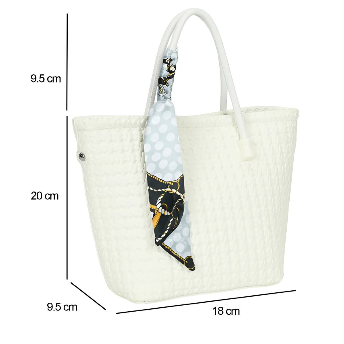 Sac à Main avec Bandoulière à Motif Tressé La Muse Blanc