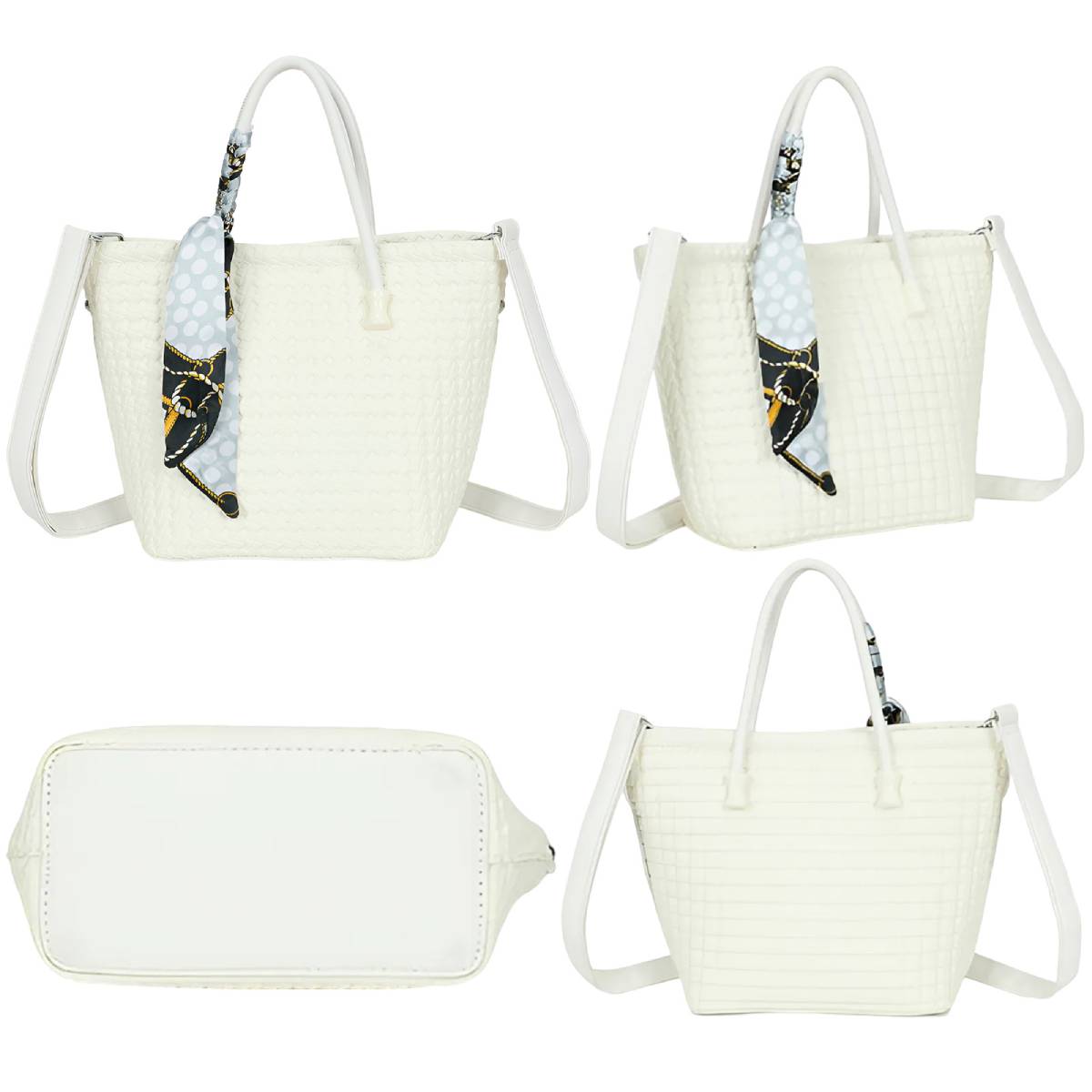 Sac à Main avec Bandoulière à Motif Tressé La Muse Blanc