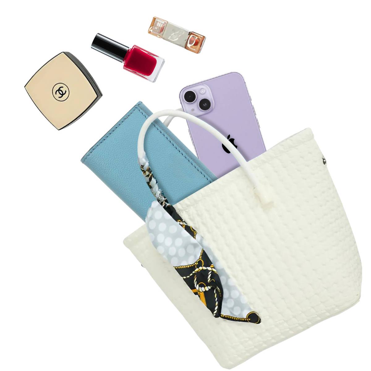 Sac à Main avec Bandoulière à Motif Tressé La Muse Blanc