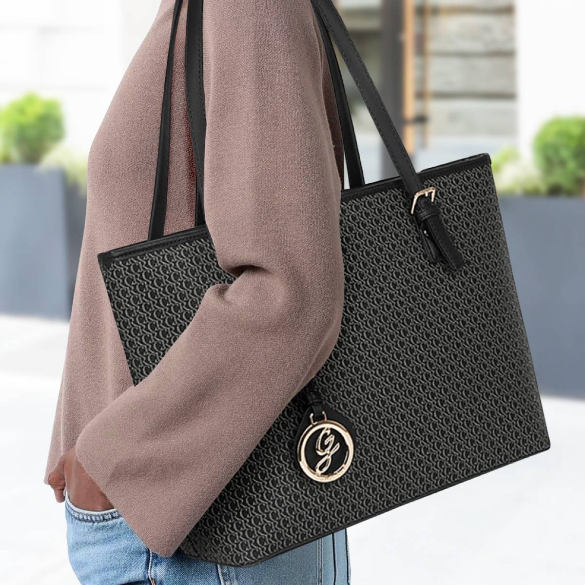 Sac Cabas Imprimé Calligraphique L'Empreinte Noir