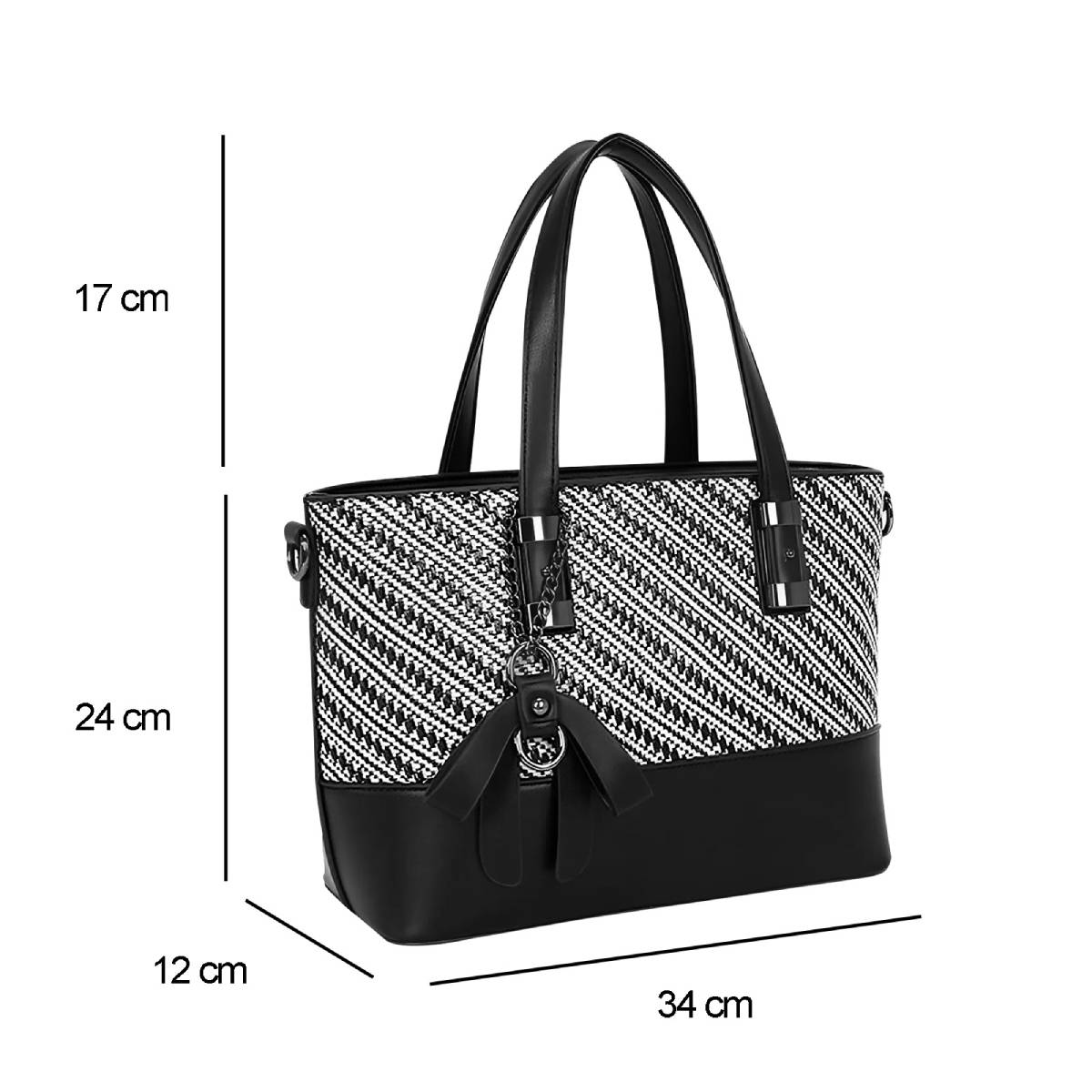 Sac Cabas à Imprimé Graphique Bi-Matière La Discrète Audace Noir