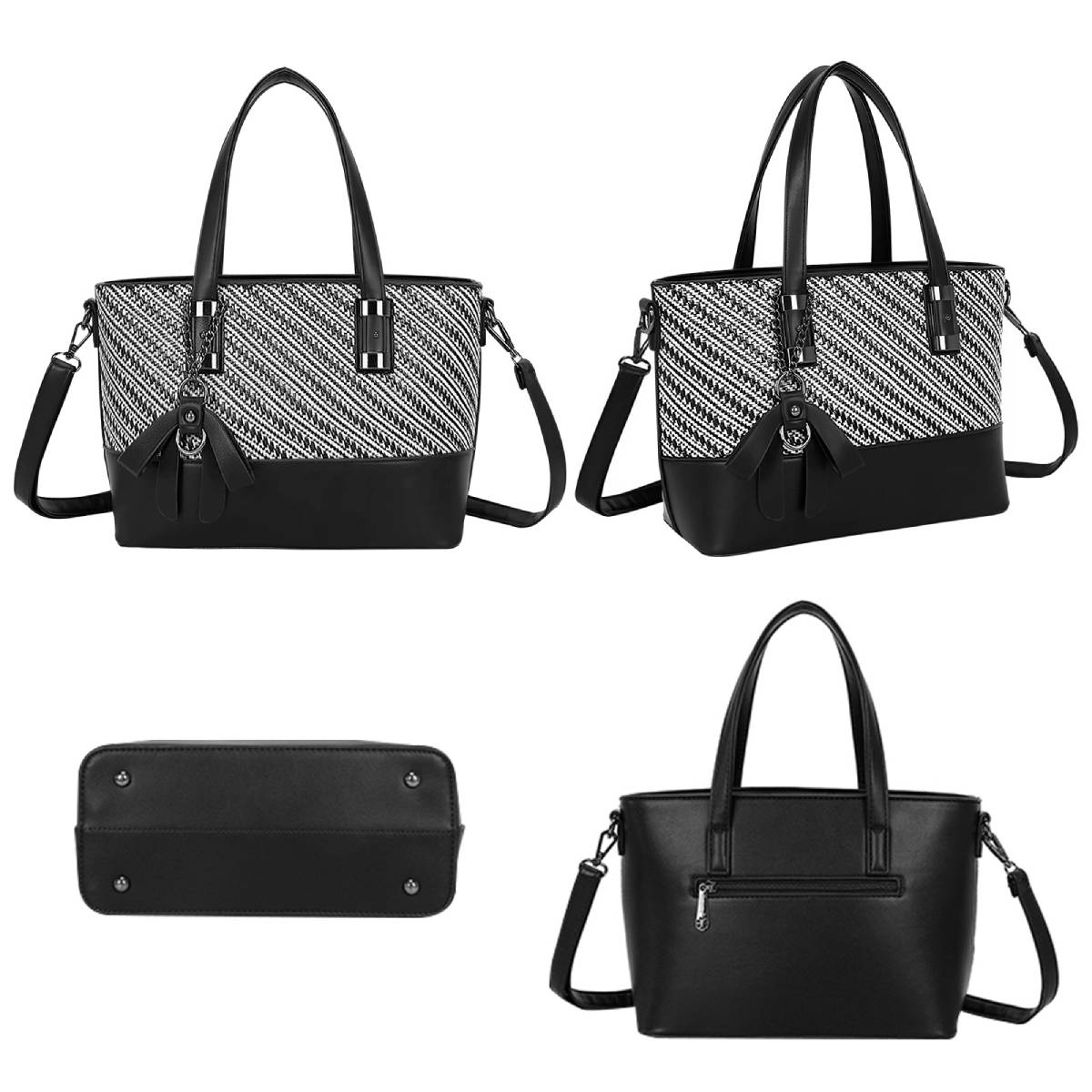 Sac Cabas à Imprimé Graphique Bi-Matière La Discrète Audace Noir