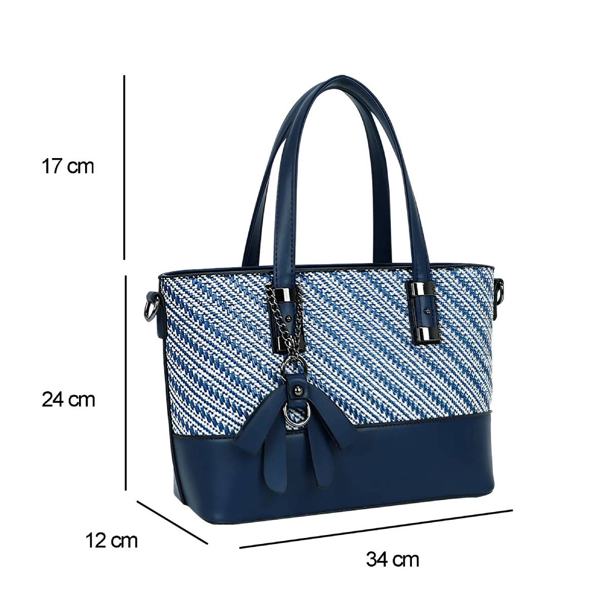 Sac Cabas à Imprimé Graphique Bi-Matière La Discrète Audace Bleu