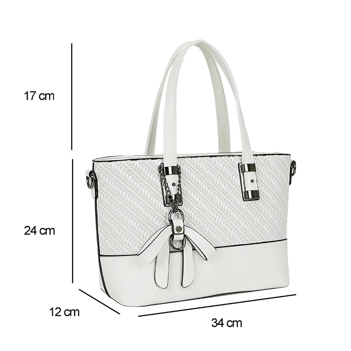 Sac Cabas à Imprimé Graphique Bi-Matière La Discrète Audace Blanc