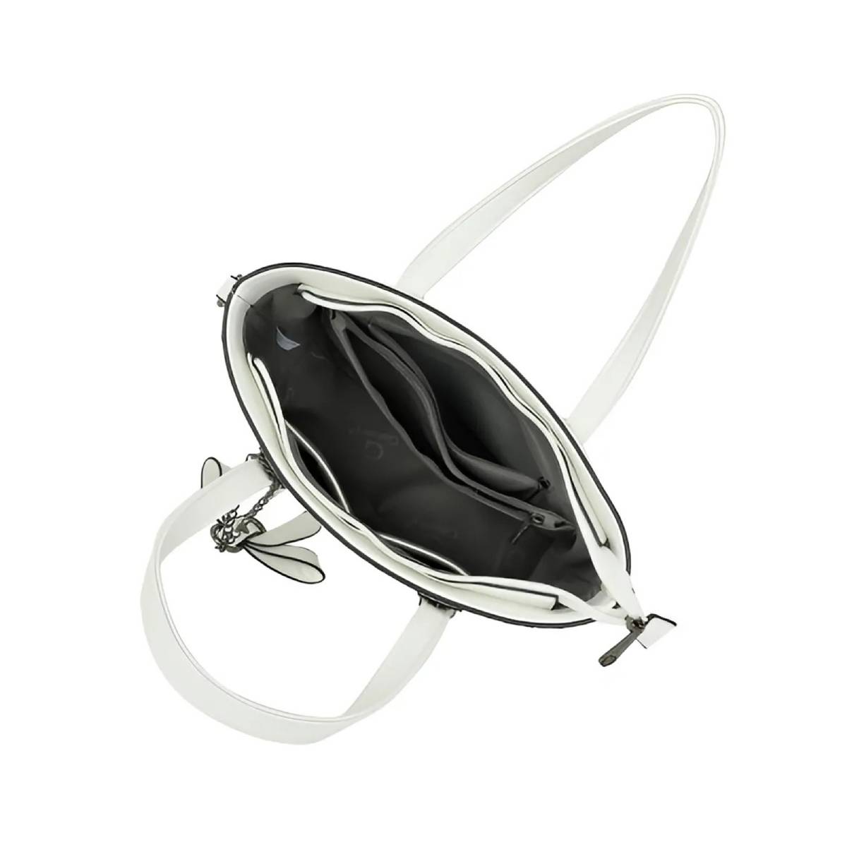 Sac Cabas à Imprimé Graphique Bi-Matière La Discrète Audace Blanc