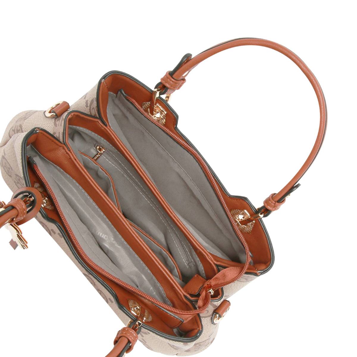 Sac à Main Motif Monogramme et Marguerite Dallas Marron