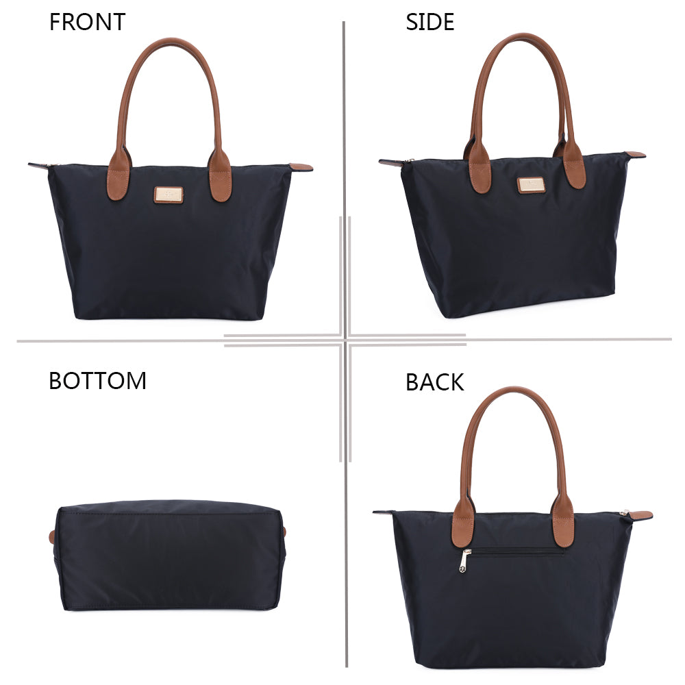 Sac Shopper Maxi en Tissu Lisse Montana Noir