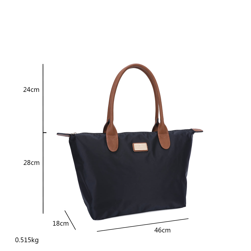 Sac Shopper Maxi en Tissu Lisse Montana Noir