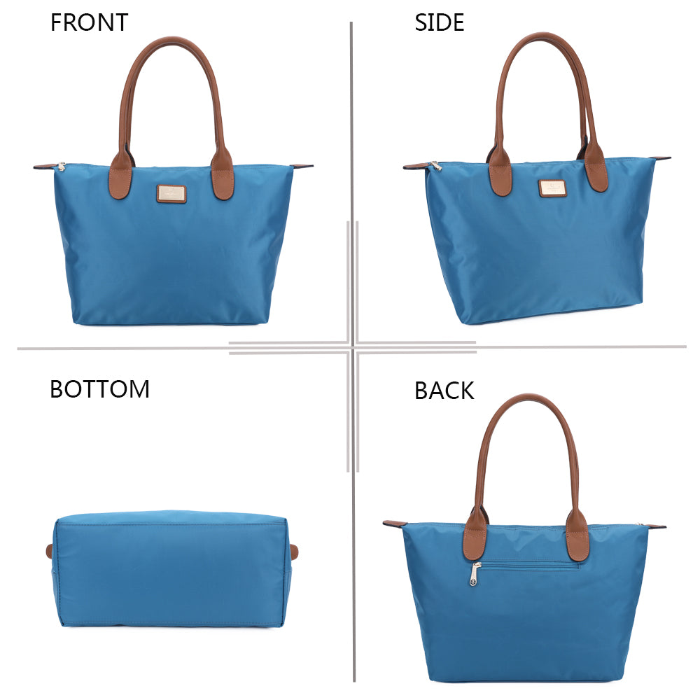 Sac Shopper Maxi en Tissu Lisse Montana Bleu