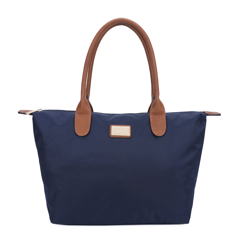 Sac Shopper Maxi en Tissu Lisse Montana Bleu Nuit