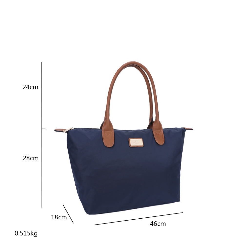 Sac Shopper Maxi en Tissu Lisse Montana Bleu Nuit