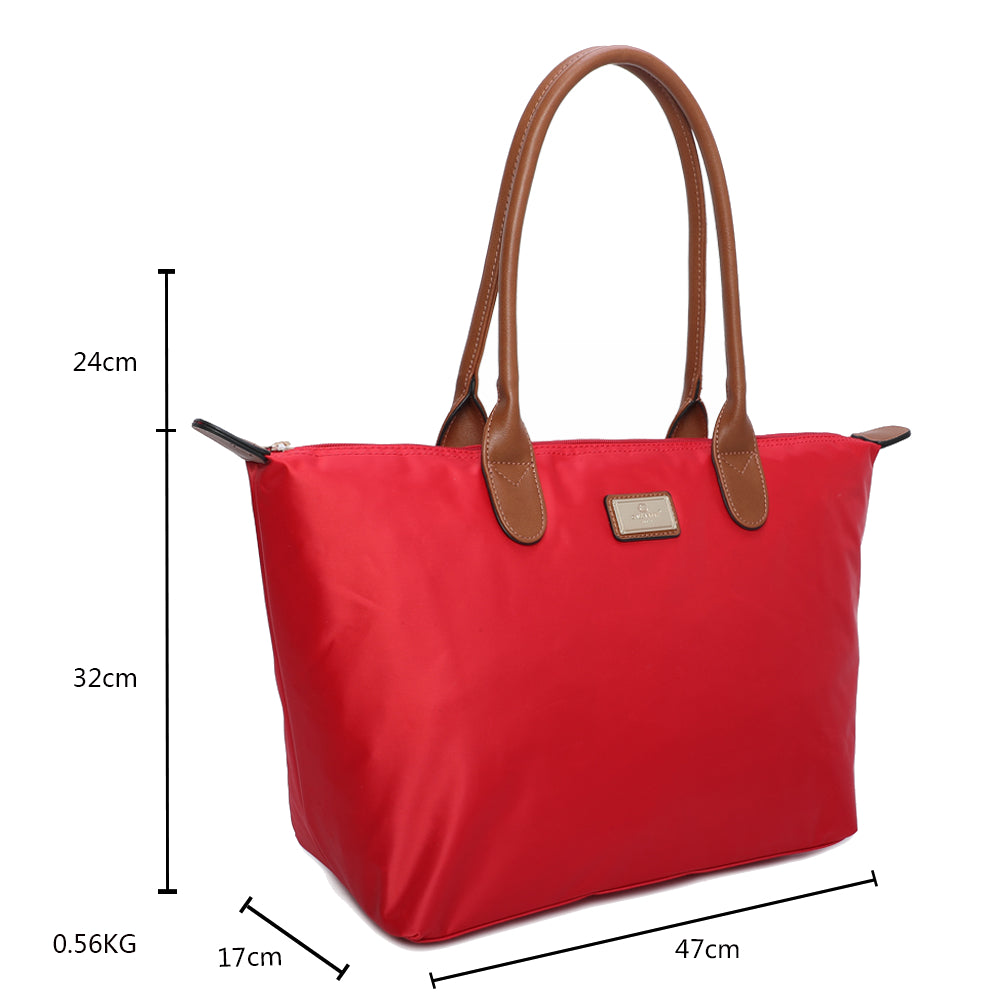 Sac Shopper Maxi en Tissu Lisse Montana Rouge