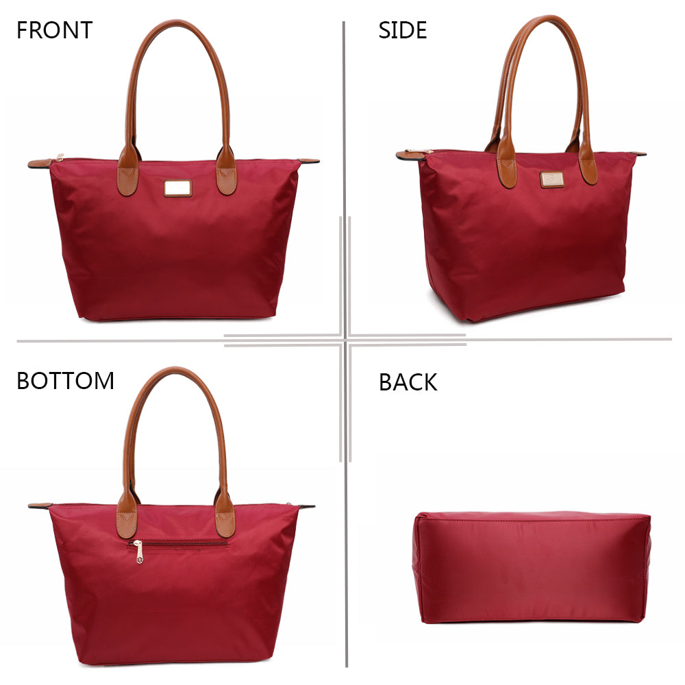 Sac Shopper Maxi en Tissu Lisse Montana Bordeaux