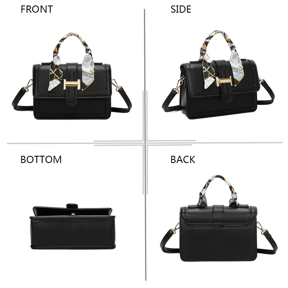 Sac à Main à Poignée et Foulard L’Écho Noir