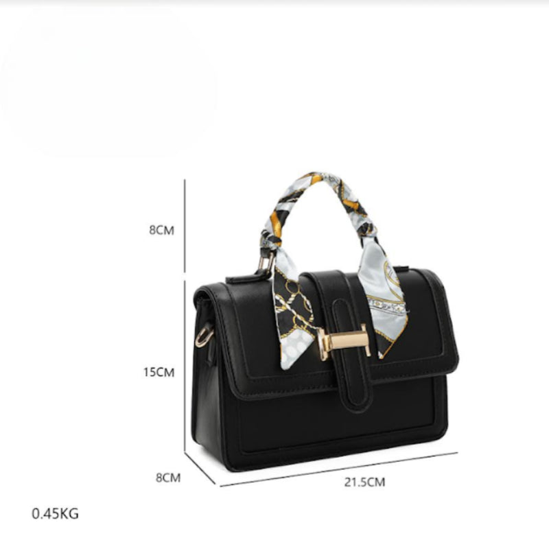 Sac à Main à Poignée et Foulard L’Écho Noir