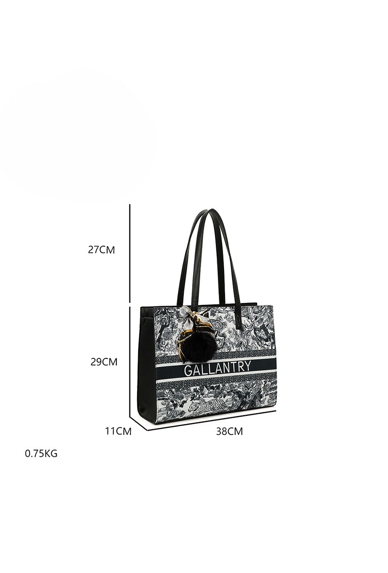 Sac à Main Cabas Impriimé Le Canevas Noir