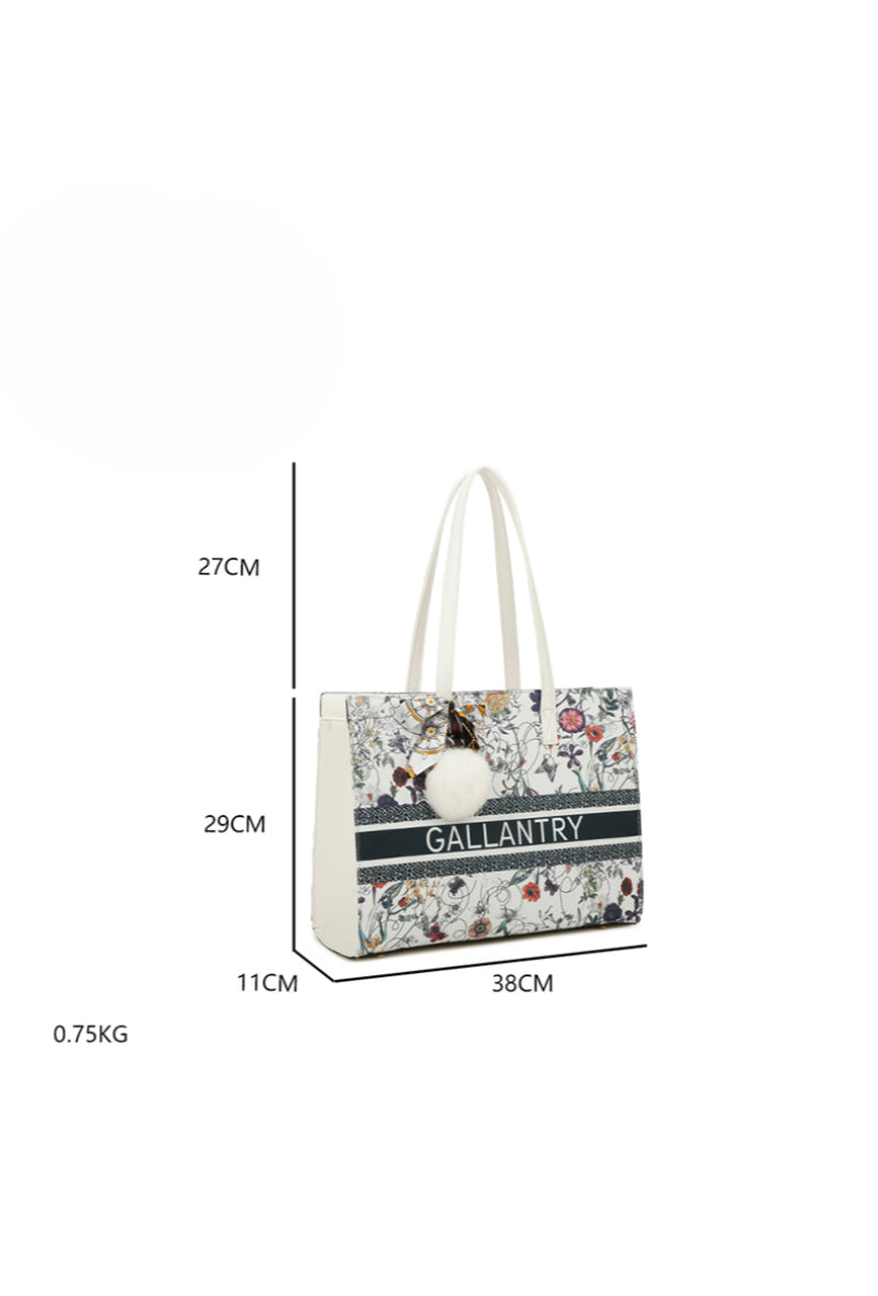 Sac à Main Cabas Impriimé Le Canevas Blanc