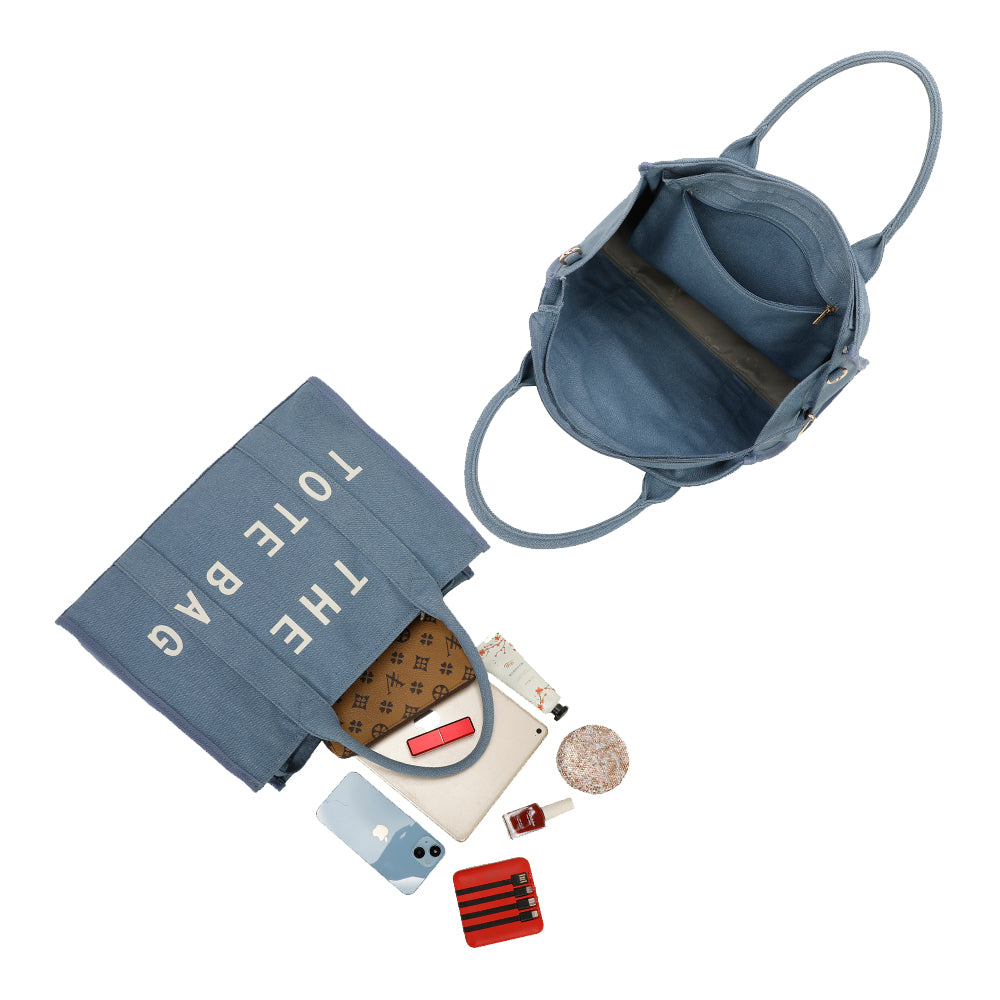 Sac à Main THE TOTEBAG en Tissu Taille L Bleu