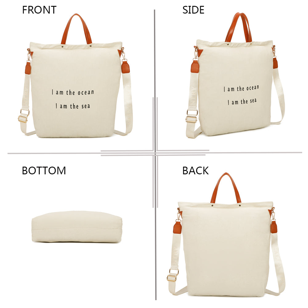Sac Cabas Seabag Caprina en Tissu Denim Beige
