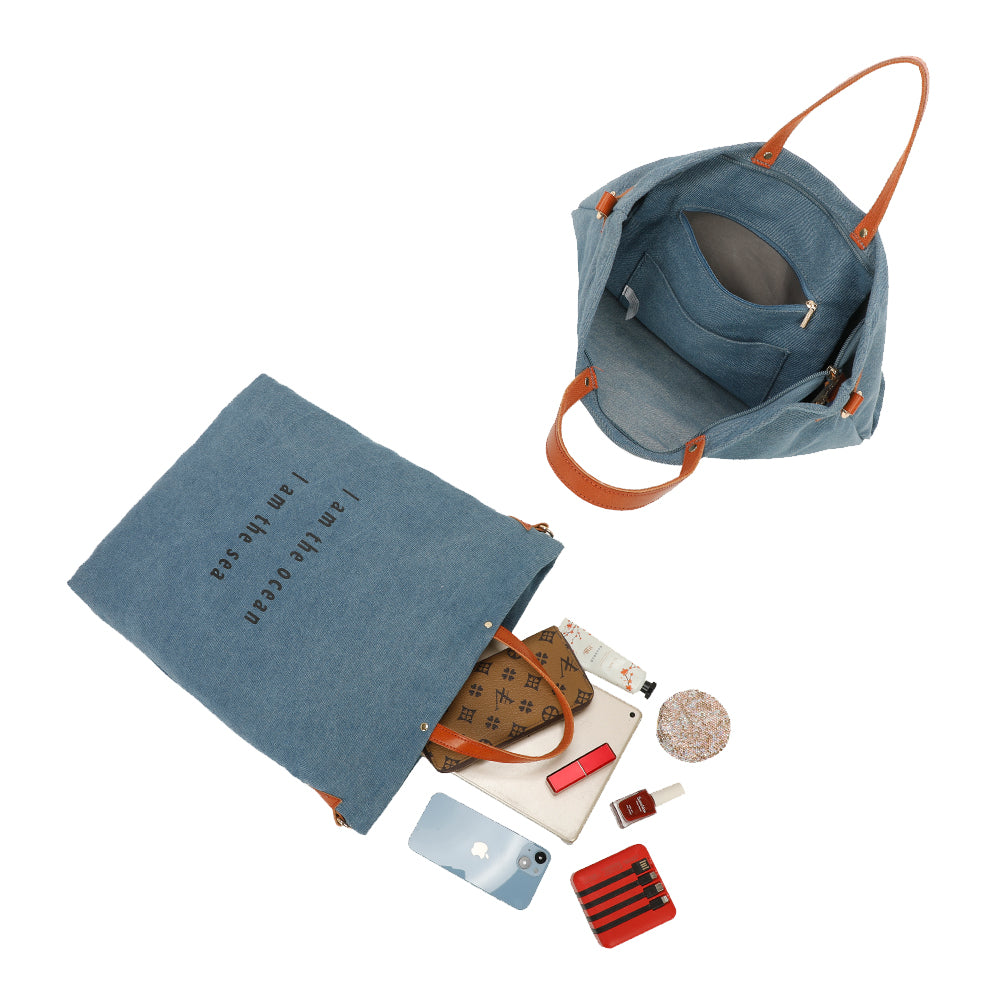 Sac Cabas Seabag Caprina en Tissu Denim Bleu