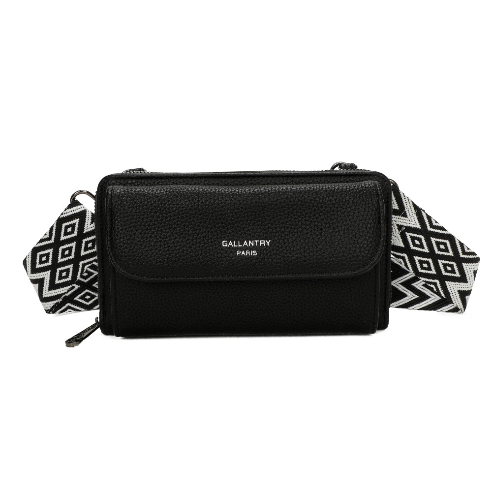 Sac Portefeuille Bandoulière en Cuir Salomé Noir