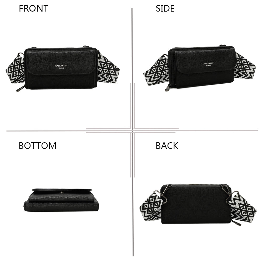 Sac Portefeuille Bandoulière en Cuir Salomé Noir
