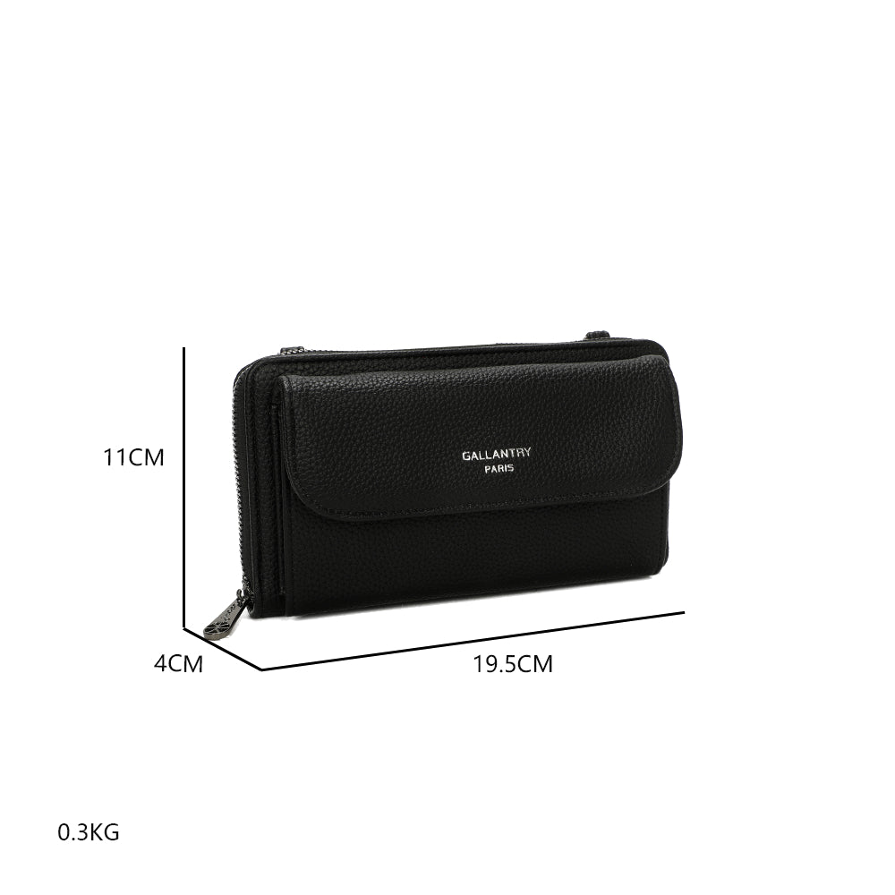 Sac Portefeuille Bandoulière en Cuir Salomé Noir