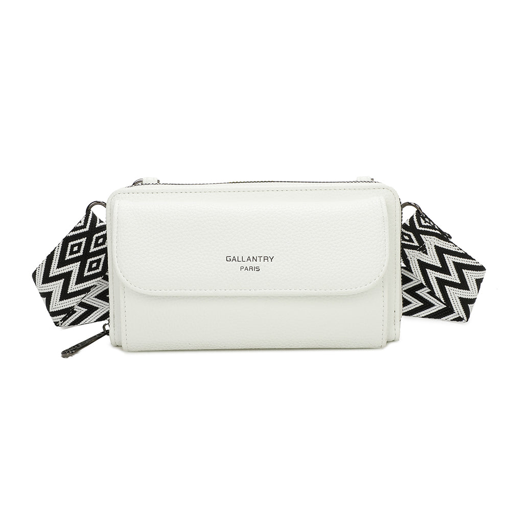 Sac Portefeuille Bandoulière en Cuir Alizée Blanc