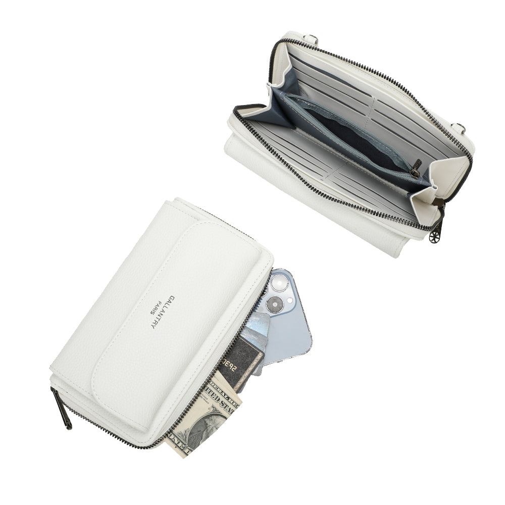 Sac Portefeuille Bandoulière en Cuir Alizée Blanc