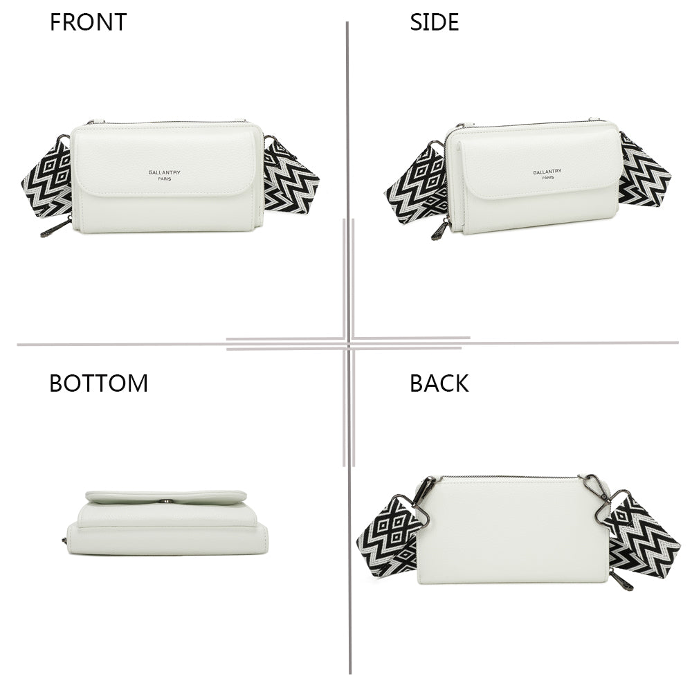 Sac Portefeuille Bandoulière en Cuir Alizée Blanc