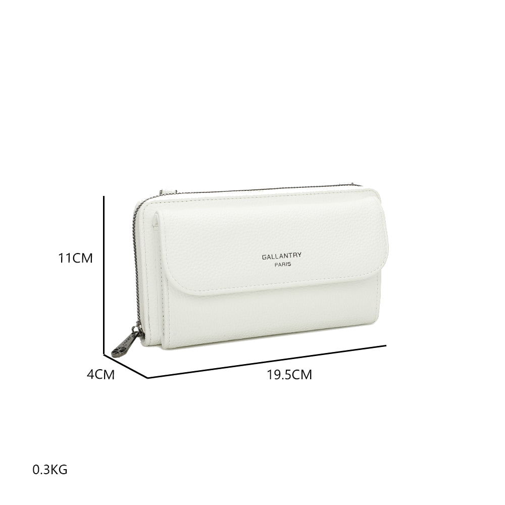 Sac Portefeuille Bandoulière en Cuir Alizée Blanc