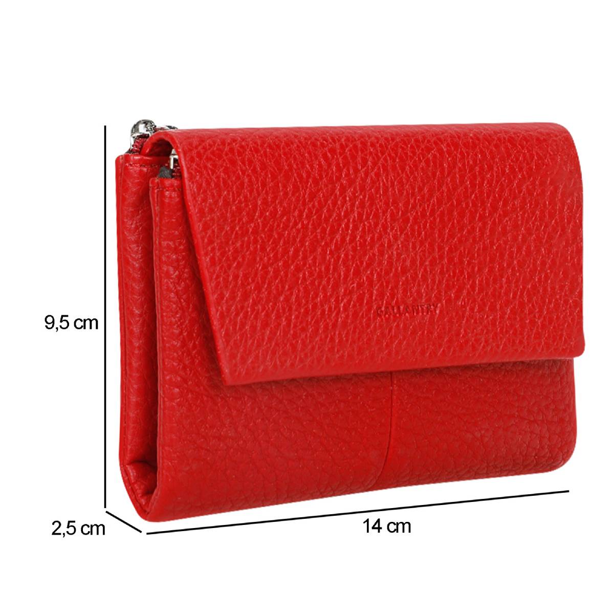 Portefeuille à Rabat Texturé Le Versatile Rouge